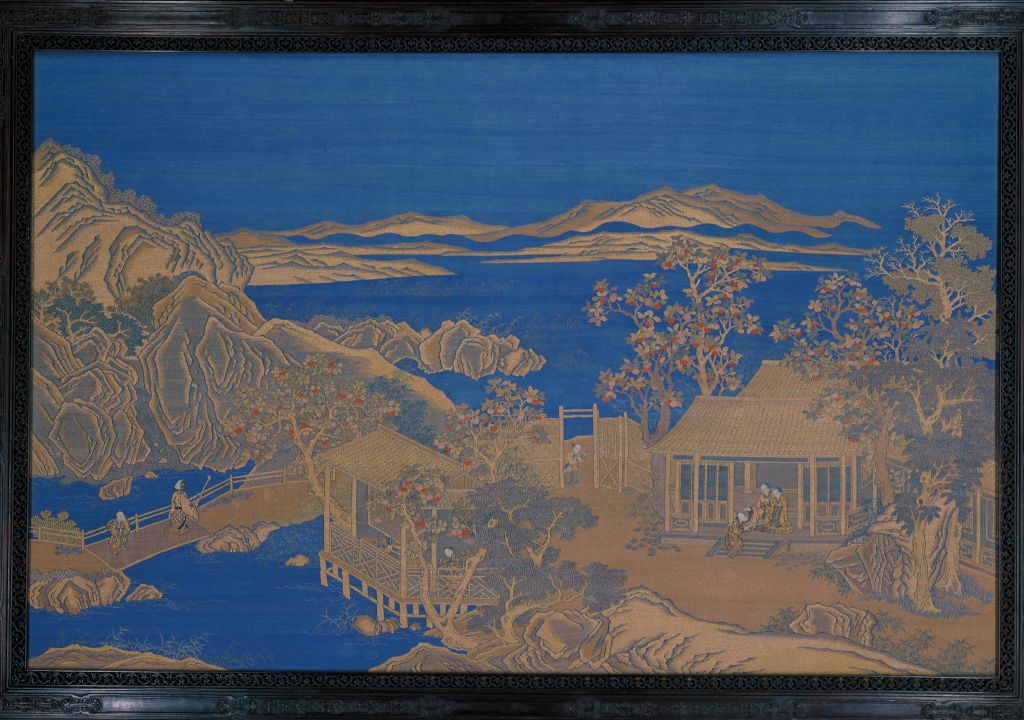 图片[1]-Hanging screen of figure painting of Kejin Embroidery Villa-China Archive